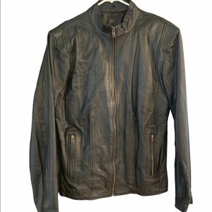 Custom made men’s black leather jacket